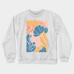 Blue Yellow Pink Abstract Flowers Crewneck Sweatshirt